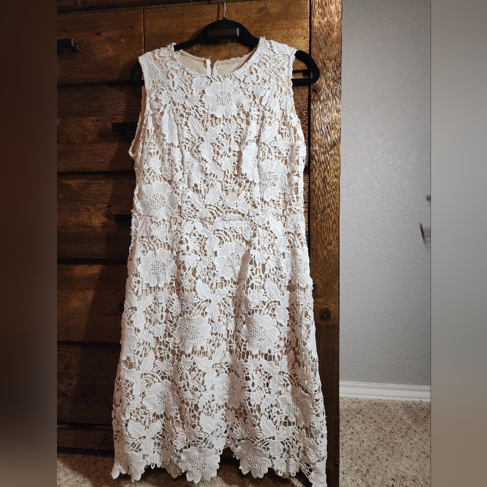 White lace look dress